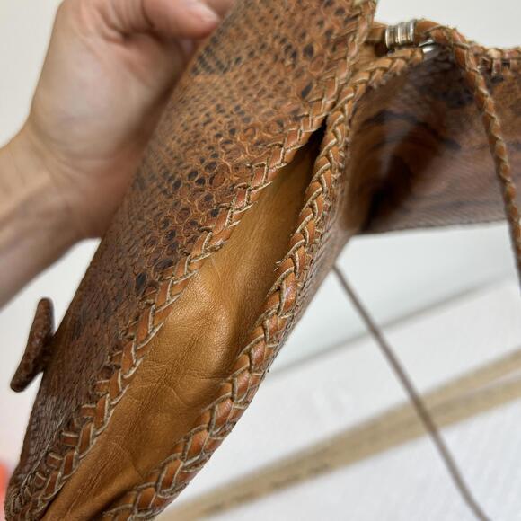 Vintage Snakeskin Pattern Genuine Leather Crossbody Bag Purse Mini Shoulder - Picture 10 of 12